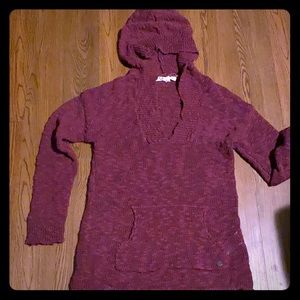 crocheted v-neck, pullover sweater